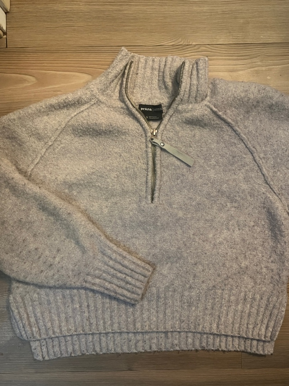 Prana Women’s Light Heather Gray Half-Zip Cropped Sweater
